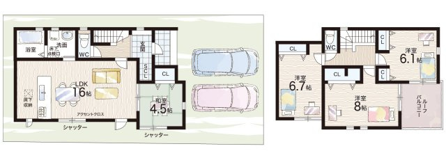 貝塚市堀　第01期　新築一戸建ての間取り