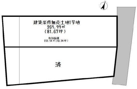 野洲市比江　建築条件無し売土地の土地図
