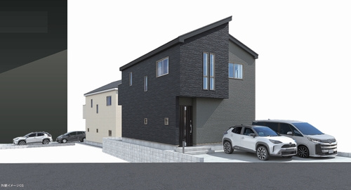 【外観パース】 | 【仲介手数料０円】伊勢原市田中2期　新築一戸建て　全2棟 | 【仲介手数料０円】伊勢原市田中2期　新築一戸建て　全2棟
