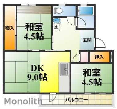 鶴山台18号棟の間取り
