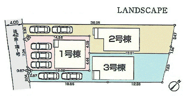 福生市福生　新築戸建全3棟の区画図