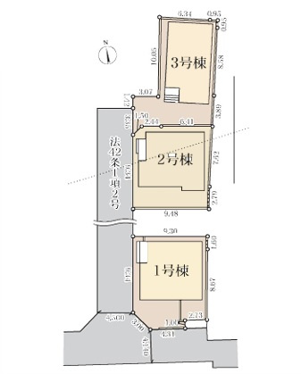 茅ヶ崎市ひばりが丘　新築戸建　1号棟の区画図|区画図◇