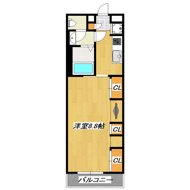 リブリ・プラムフィールドの間取り|洋室８．８帖の広めのお部屋です。
