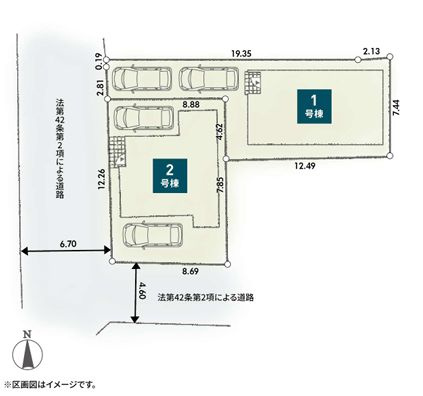 小田原市第1南町　新築一戸建て　1号棟の区画図|配置図