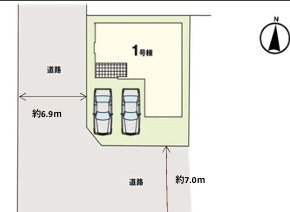 春日市上白水２期　１号棟の区画図