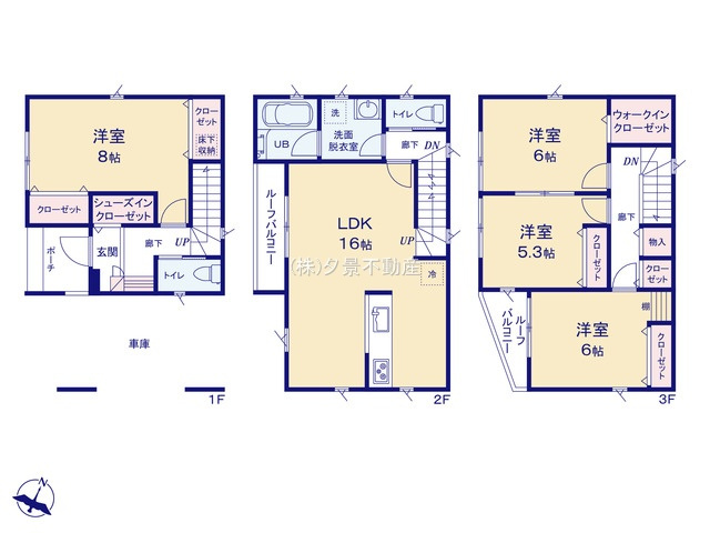 《仲介手数料無料》中央区円阿弥７丁目2-13新築一戸建てグランパティオの間取り