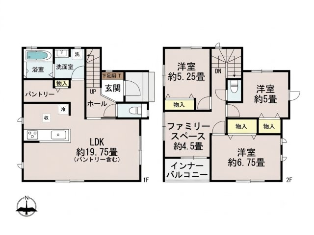 福岡市早良区飯倉8丁目第1-1棟（1号棟）の間取り|全居室収納付きで便利です。