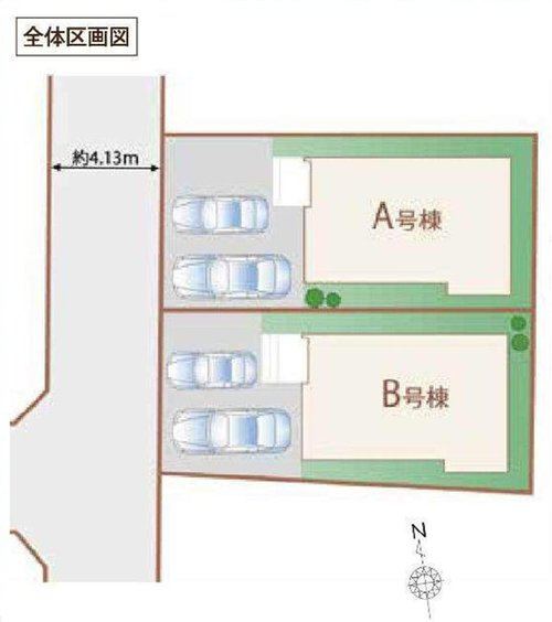 【Heartfull Town】小平上水南町２丁目の区画図|カースペース2台分（車種による）♪