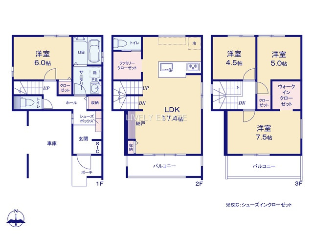 草加市新善町 新築分譲住宅 の間取り