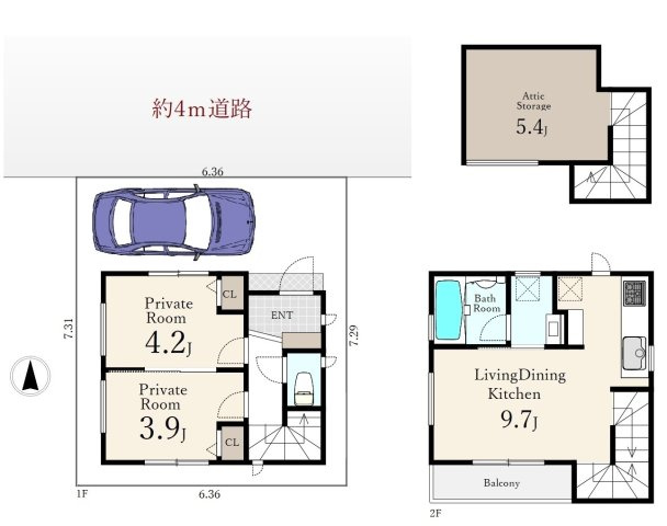練馬区春日町6丁目 限定1棟の間取り|建物面積46.24m2 間口の広い整形地に誕生します
～光と風を享受する心地よい立地～
ヤマダホームズ施工