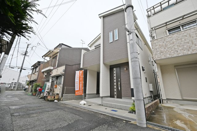 ハートフルタウン大庄北5丁目新築一戸建て│3LDK+駐車1台可の外観|完成済みですのでいつでも室内を見学して頂けます。見学をご希望の方はお気軽にお問い合わせ下さい。