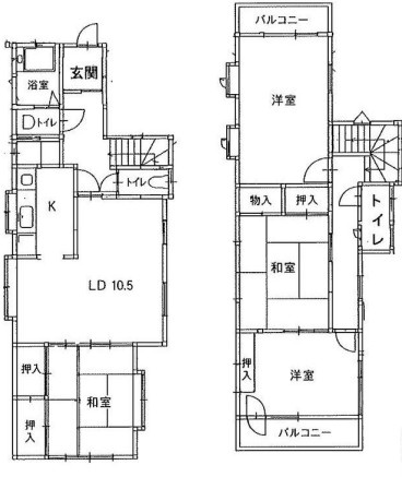 土地としても可能　南向きバルコニー　西区今寺　中古戸建の間取り