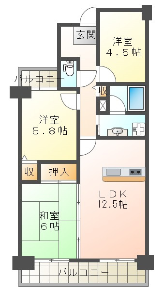 パームスクェアジェームス山の間取り