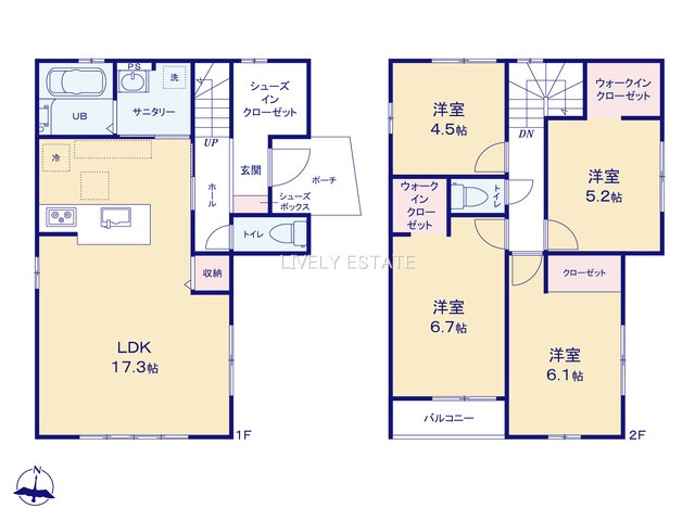 草加市稲荷3丁目 新築分譲住宅の間取り