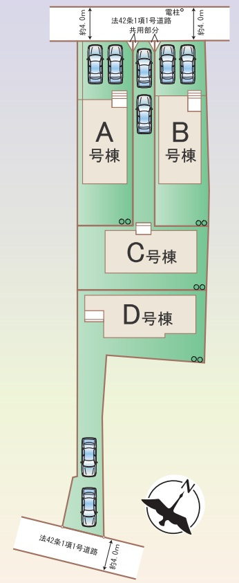 三郷市　高州3丁目　新築戸建　全4棟の区画図|区画図です