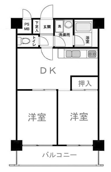 【間取り】 | ライオンズマンション堀川 | 専有面積44.28㎡