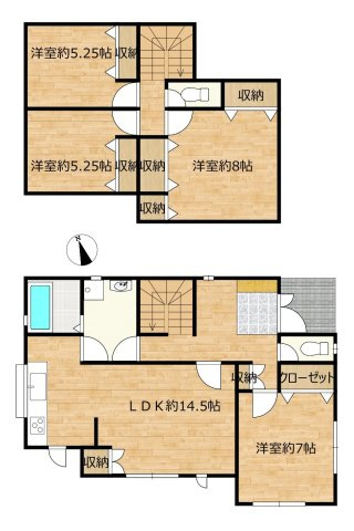 中古戸建　郡山市喜久田町字菖蒲池　喜久田小・喜久田中の間取り|【4LDK】