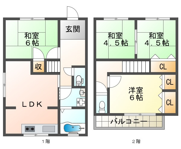 関守町3丁目貸家の間取り