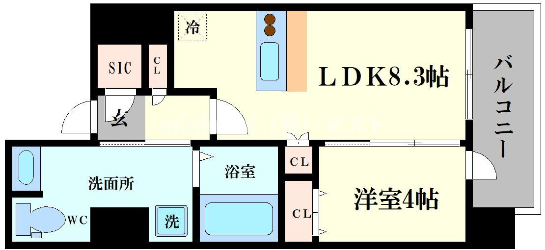 エスライズ難波Ⅲの間取り