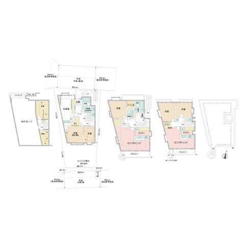 渋谷区元代々木町戸建　２世帯住戸の間取り
