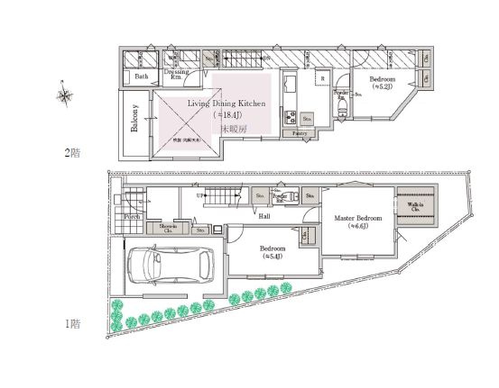 【間取り】 | 杉並区下井草３丁目　新築戸建て　３号棟 | 開放感あふれるLDKは、陽光が差し込む明るく心地よい空間