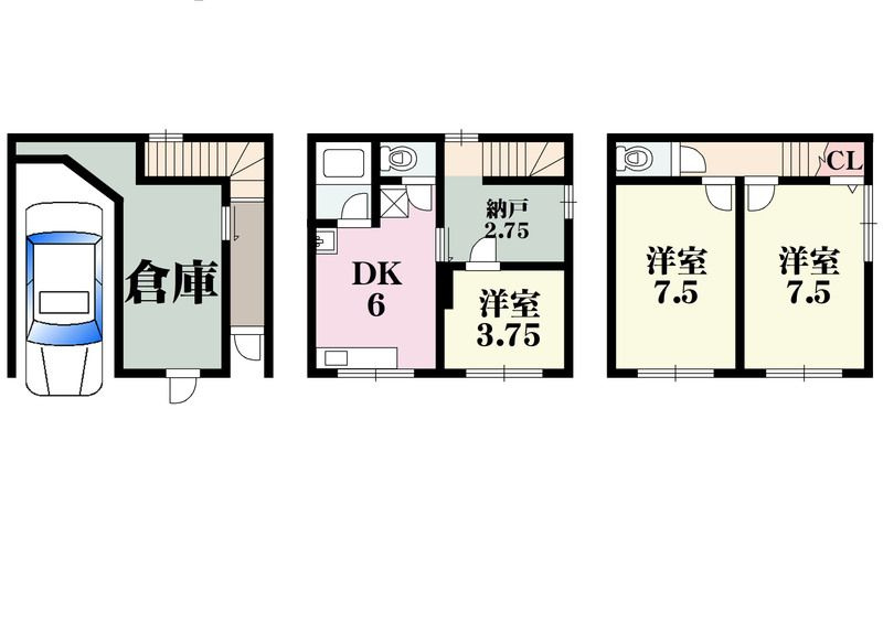 千本北1丁目　貸家の間取り