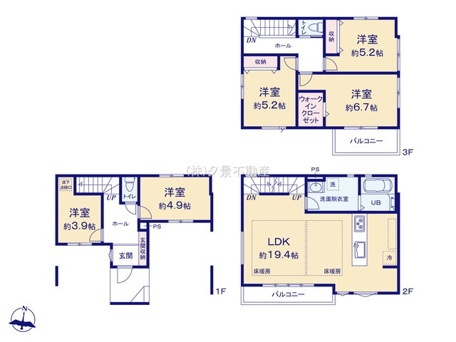 《仲介手数料無料》南区文蔵４丁目4-6新築一戸建て‎KEIAI Graceの間取り