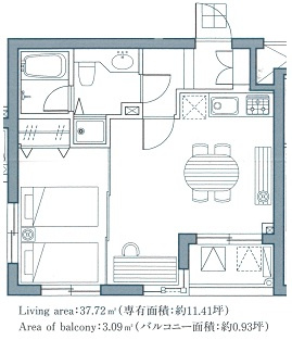 LANAI　COMFORT　15　南向き　2面採光　2人入居相談の間取り