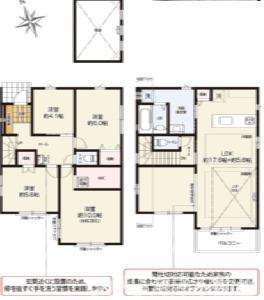 茅ケ崎市旭が丘　新築戸建　全２棟の間取り|南向き　４LDK