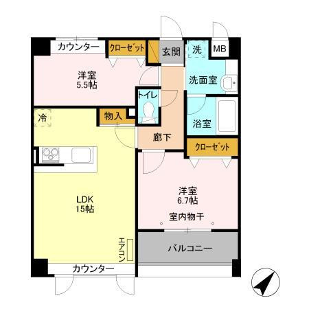 流山市おおたかの森西１丁目の賃貸マンションの間取り