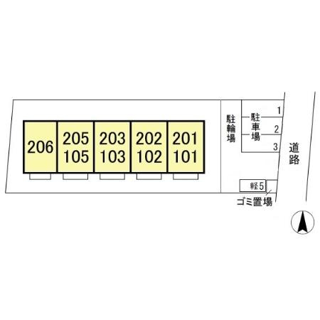 流山市大字東深井のアパートの区画図