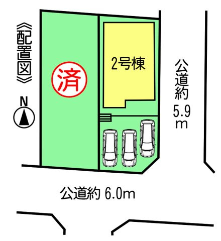 ブルーミングガーデン半田市花田町1丁目2期　2号棟の区画図|○●区画図●○