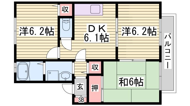 ボナール東加古川の間取り