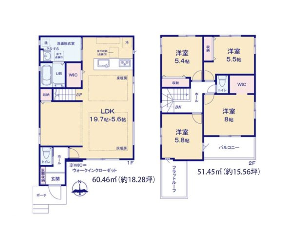 筑紫野市二日市南2丁目第1-3棟（2号棟）　の間取り|全居室収納付きで便利です。