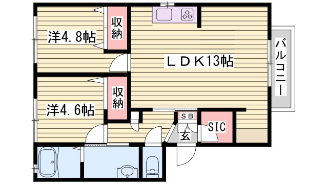 フォレスト浜の宮Ｂ棟の間取り