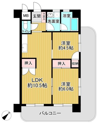 新成増ハイツの間取り|◆角住戸◆陽当たり良好◆L字型バルコニーに全室が面す◆窓付き浴室◆オートバス・追焚き可