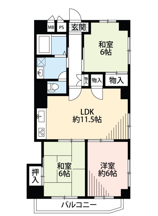 大阪市城東区今福東３丁目の中古マンションの間取り