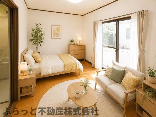 チェリーハイツつくばの居間・リビング|家具・家電はAIによるイメージとなります