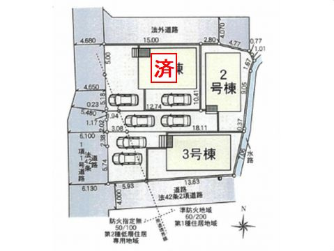 【仲介手数料０円】開成町延沢第18　新築一戸建て　全3棟の区画図|開成町延沢第18　新築一戸建て　全3棟