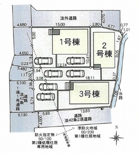 【区画図】 | 【仲介手数料０円】開成町延沢第18　新築一戸建て　全3棟 | 開成町延沢第18　新築一戸建て　全3棟