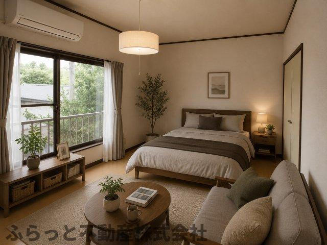 チェリーハイツつくばの居間・リビング|家具・家電はAIによるイメージとなります