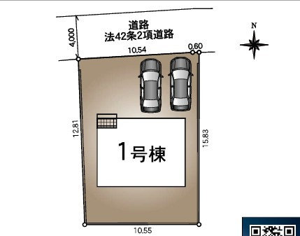 松本市村井町北第1　新築戸建の区画図|土地面積はゆとりの約50坪、カースペースは並列2台駐車可能です。