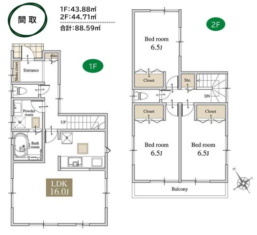 2路線3駅利用可　バス停徒歩1分の間取り|間取り