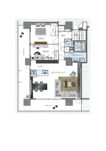 アルファガーデン岡山城下の間取り|専有面積：100.71㎡、南西向きの角部屋住戸です。