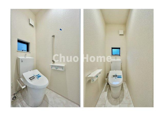 葛飾区新宿5丁目新築分譲住宅のトイレ|【トイレ】温水洗浄便座機能付きトイレ。温水洗浄便座は清潔にお使いいただくための大切なアイテムです。