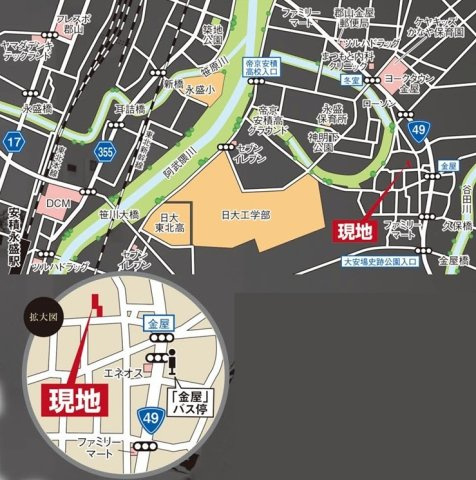 新築戸建・新築建売　郡山市田村町金屋字宝蔵　高瀬小・高瀬中の地図