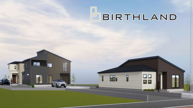 新築戸建・新築建売　郡山市田村町金屋字宝蔵　高瀬小・高瀬中の外観パース|全体完成予想図