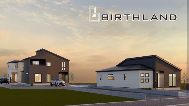 新築戸建・新築建売　郡山市田村町金屋字宝蔵　高瀬小・高瀬中の外観パース|全体完成予想図
