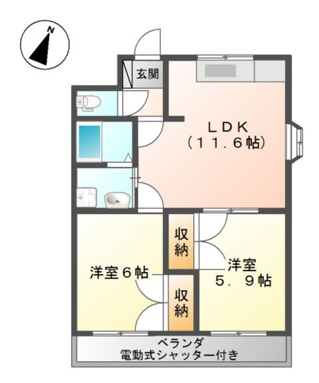 【間取り】 | ソレイユ弐番館