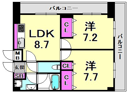 ロイヤルヒル神戸三ノ宮Ⅱの間取り